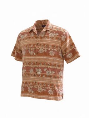 VTG Pendleton 100% Silk Southwestern Aztec Button Up Shirt NWT Orange Cream